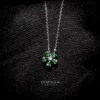 Omnia Emerald Bloom Necklace In 92.5 Silver with High Quality Simulated Diamonds - Image 2