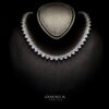 Omnia Shaden Heart-Shaped Tennis Necklace - Silver with Iced Cut Stones