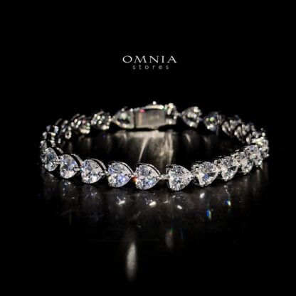 Omnia Shaden Heart-Shaped Tennis Bracelet in 92.5 Silver with High Quality Iced Cut Stones - Image 2