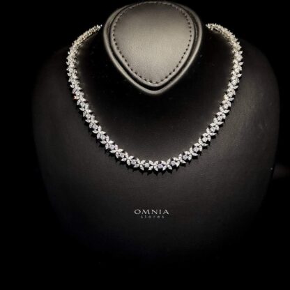 Omnia Lamara Floral-Inspired Tennis Set in 92.5 Silver with High Quality Iced Cut Stones - Image 2