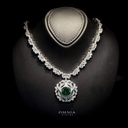 Omnia Madison Green Bridal Full Set in 92.5 Silver with High Quality Iced Cut Stone - Image 2