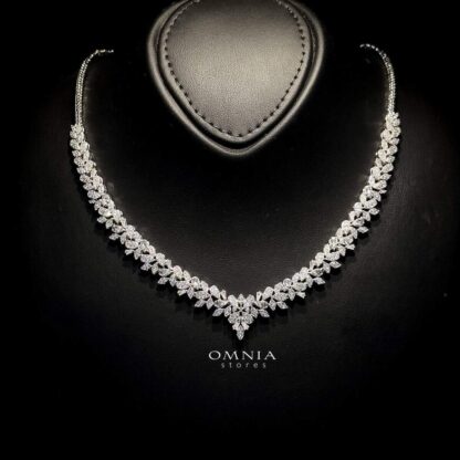 Omnia Selena Floral Bridal Full Set in 92.5 Silver with High Quality Simulated Diamonds - Image 2