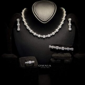 Omnia Bella Classic Bridal Full Set Silver Simulated Diamonds