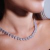 Omnia Shaden Heart-Shaped Tennis Necklace - Silver with Iced Cut Stones - Image 3