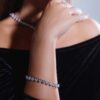 Omnia Shaden Heart-Shaped Tennis Necklace - Silver with Iced Cut Stones - Image 6