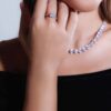 Omnia Shaden Heart-Shaped Tennis Necklace - Silver with Iced Cut Stones - Image 5
