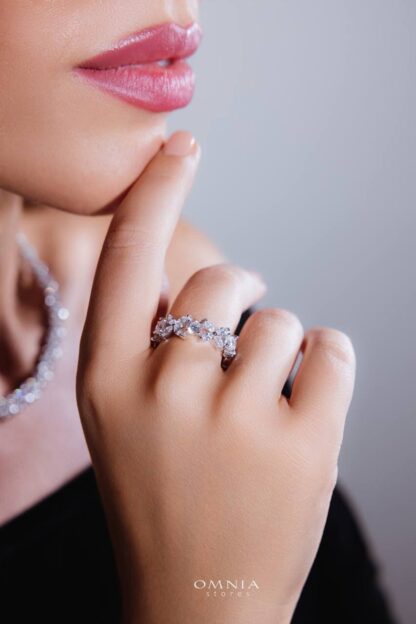 Omnia Lamara Floral-Inspired Necklace 41cm in 92.5 Silver with High Quality Iced Cut Stones - Image 8
