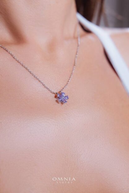 Omnia Pink Blossom Necklace In 92.5 Silver with High Quality Simulated Diamonds - Image 5
