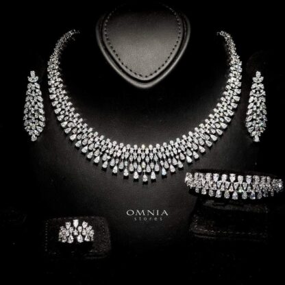 Omnia Sadeem Bridal White Full Set in High Quality Zircon Stone Rhodium Plated - Image 2