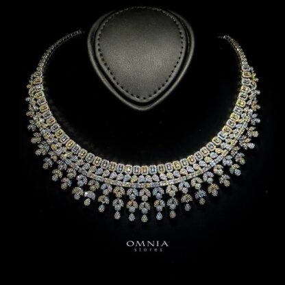 Omnia Lamis Golden White Bridal Full Set in High Quality Zircon Stone Rhodium Plated - Image 2