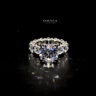 Omnia Radiant Round-Cut Eternity Ring in 92.5 Silver with High Quality Iced Cut Stones