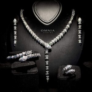 Omnia Serinda White Luxury Bridal Full Set in High Quality Rhodium Plated Zircon Stones