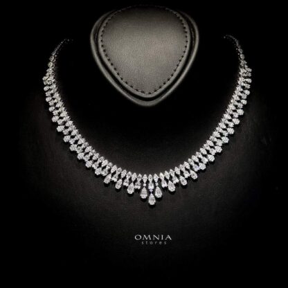 Omnia Elaf White Bridal Full Set in High Quality Zircon Stone in Rhodium Plated - Image 2