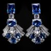 Omnia Karina Blue Mixed-Cut Drop Earrings in 92.5 Silver with High Quality Simulated Diamonds - Image 2