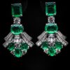 Omnia Karina Green Mixed-Cut Drop Earrings in 92.5 Silver with High Quality Simulated Diamonds - Image 2