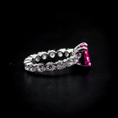Omnia Ruby Heart Ring in 92.5 Silver with High-Quality Simulated Diamonds - Image 2
