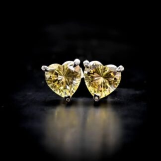 Omnia Yellow Heart Stud Earrings in 92.5 Silver with High Quality Simulated Diamonds