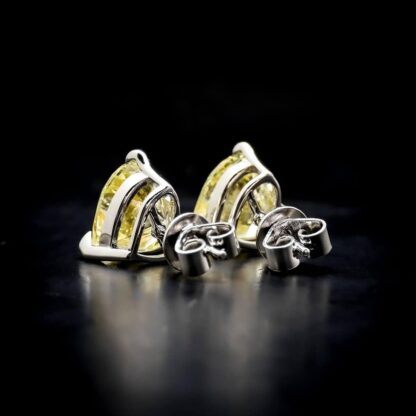 Omnia Yellow Heart Stud Earrings in 92.5 Silver with High Quality Simulated Diamonds - Image 3