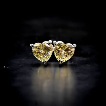Omnia Yellow Heart Stud Earrings in 92.5 Silver with High Quality Simulated Diamonds - Image 2