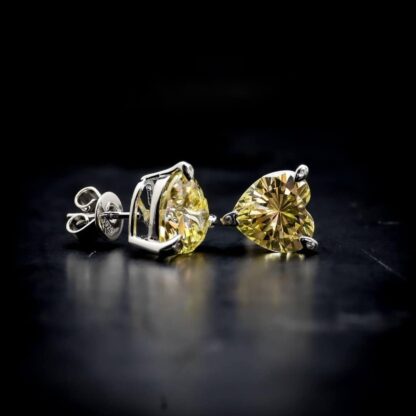 Omnia Yellow Heart Stud Earrings in 92.5 Silver with High Quality Simulated Diamonds - Image 5