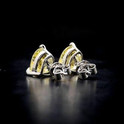 Omnia Yellow Heart Stud Earrings in 92.5 Silver with High Quality Simulated Diamonds - Image 4