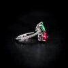 Darlene Dual Teardrop Ring in 92.5 Silver with High Quality Green and Red Simulated Diamonds - Image 2