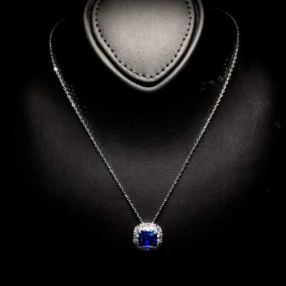 Omnia Jovie Blue Necklace 92.5 Silver In High Quality Simulated diamonds