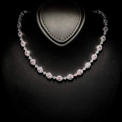 Omnia Asiya Pink Necklace 92.5 Silver In High Quality Simulated diamonds