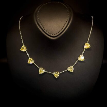 Omnia Canary Yellow Heart Charm Necklace in 92.5 Silver with High-Quality Simulated Diamonds