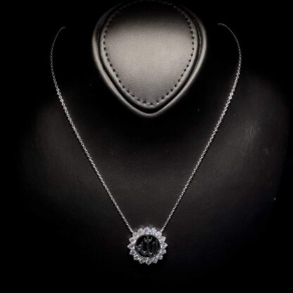 Omnia Allah Name White Floral Pendant Necklace in 92.5 Silver with High-Quality Simulated Diamonds - Image 6