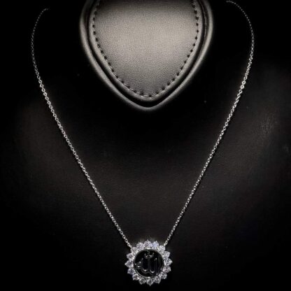 Omnia Allah Name White Floral Pendant Necklace in 92.5 Silver with High-Quality Simulated Diamonds - Image 5