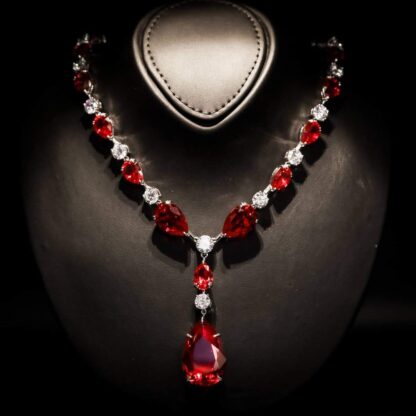 Omnia Isabella Red Necklace in 92.5 Silver with High Quality Simulated Diamonds - Image 6