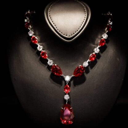 Omnia Isabella Red Necklace in 92.5 Silver with High Quality Simulated Diamonds - Image 5
