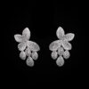 Omnia White Floral Drop Earrings with High-Quality Zircon Stones in Rhodium Plated - Image 3