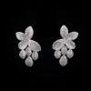Omnia White Floral Drop Earrings with High-Quality Zircon Stones in Rhodium Plated - Image 2