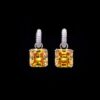 Omnia Helen Cushion Cut Drop Earrings with Yellow Zircon in High Quality Rhodium Plated - Image 2