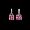 Omnia Helen Cushion Cut Drop Earrings with Pink Zircon in High Quality Rhodium Plated - Image 2