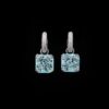 Omnia Helen Cushion Cut Drop Earrings with Sky blue Zircon in High Quality Rhodium Plated - Image 2