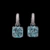 Omnia Helen Cushion Cut Drop Earrings with Sky blue Zircon in High Quality Rhodium Plated