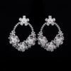 Omnia Elegant Floral Hoop Earrings in High-Quality Zircon Stone and Rhodium Plated