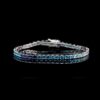 Omnia Tasneem Blue 3mm Tennis Bracelet in 92.5 Silver High Quality Simulated diamonds