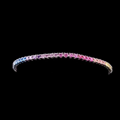 Omnia Tasneem Multi-Colored Tennis Bracelet 2.5mm in 92.5 Silver with High-Quality Simulated Diamonds - Image 2
