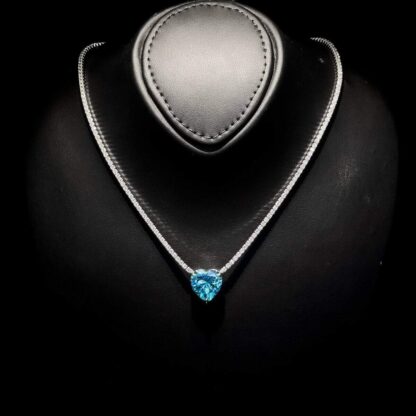 Omnia Heart Sky Blue Necklace 92.5 Pure Silver Jewelry in High Quality Simulated Diamonds - Image 4