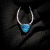 Omnia Heart Sky Blue Necklace 92.5 Pure Silver Jewelry in High Quality Simulated Diamonds - Image 3