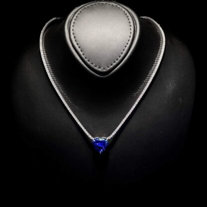 Omnia Heart Blue Necklace 925 Silver in High Quality Simulated Diamonds - Image 2