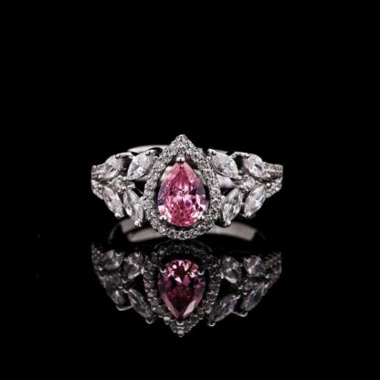 Omnia Ayla Pink Bridal Full Set in High-Quality Zircon Stone Rhodium Plated - Image 2