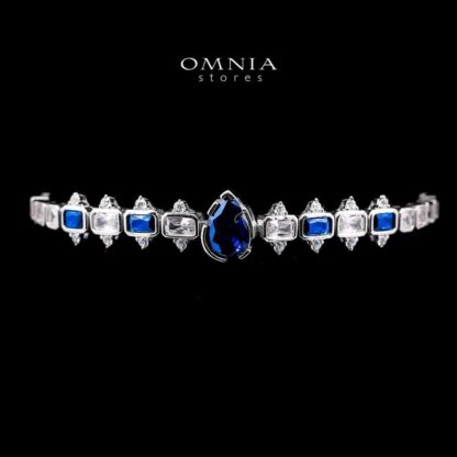Omnia Ihsan Blue Bridal Full Set 92.5 Silver in High Quality Zircon Stone Rhodium Plated - Image 6