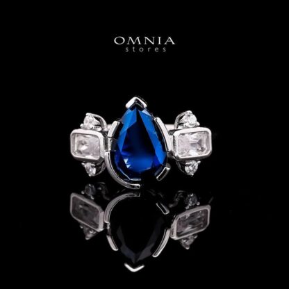 Omnia Ihsan Blue Bridal Full Set 92.5 Silver in High Quality Zircon Stone Rhodium Plated - Image 5