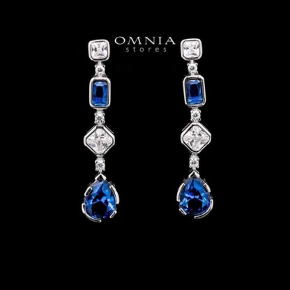 Omnia Ihsan Blue Bridal Full Set 92.5 Silver in High Quality Zircon Stone Rhodium Plated - Image 3