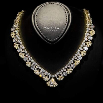 Omnia Elizabeth Golden Bridal Full Set with Pear and Round Cut High-Quality Simulated Diamonds in an Elegant Gold-Tone Rhodium Plated Finish Available Only in Saudi Arabia - Image 6